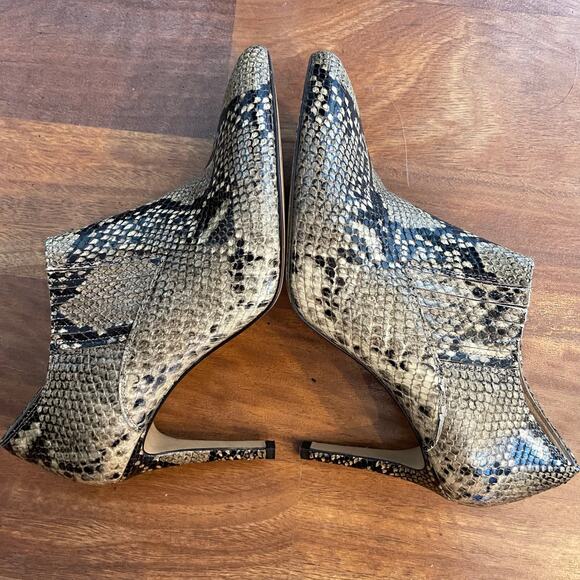 INEZ Marisol 90 in Natural Snake Emboss Ankle Boot Bootie Sz 9 Tan Black Python - Picture 12 of 16